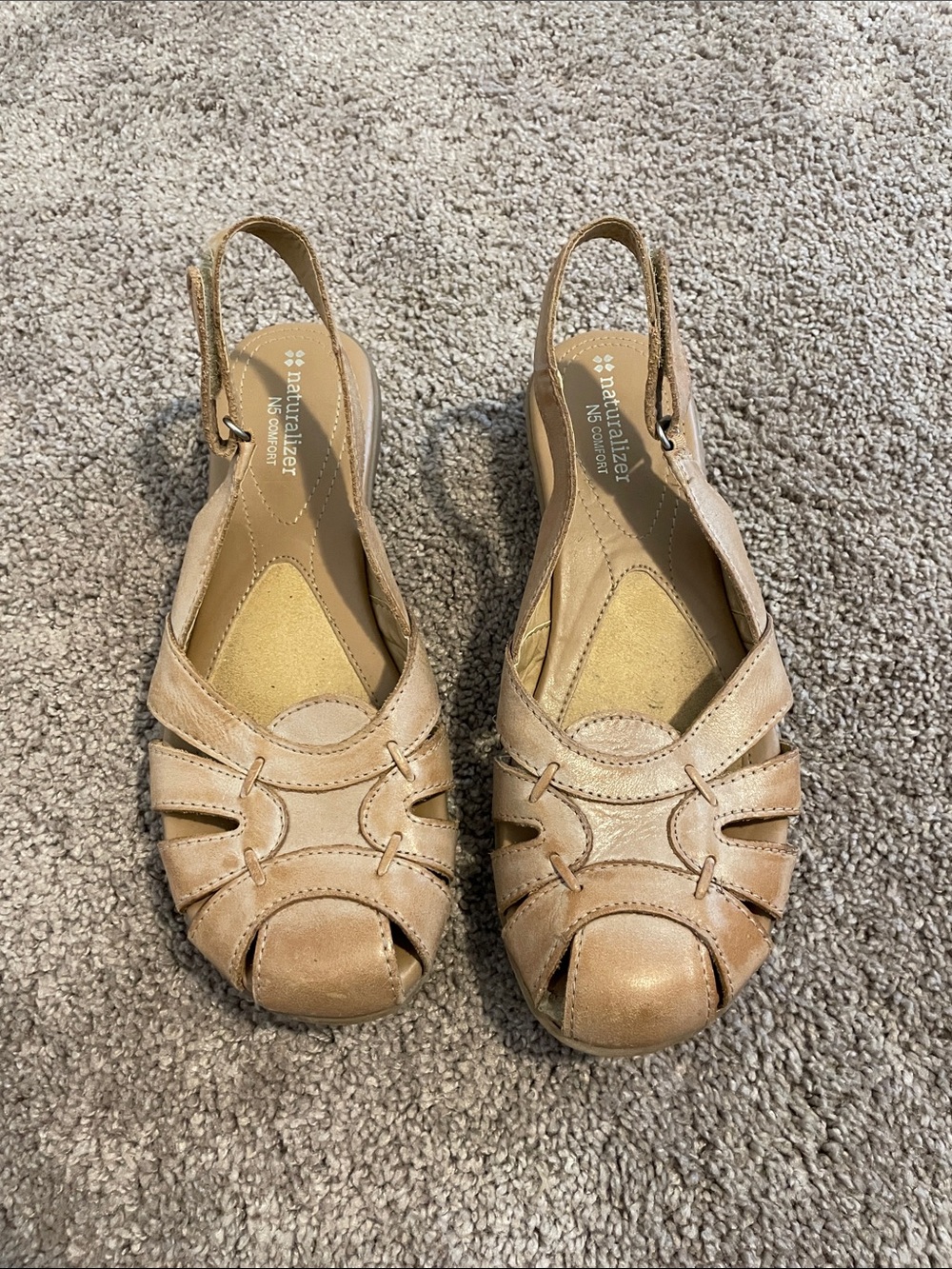 Naturalizer Tan Slingback Peep-Toe Comfort Sandals